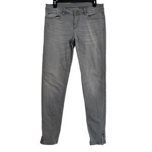 Zara Basic Jeans Z1975 Womens 8 Soft Heather Grey Skinny Stretch Cuff Zip